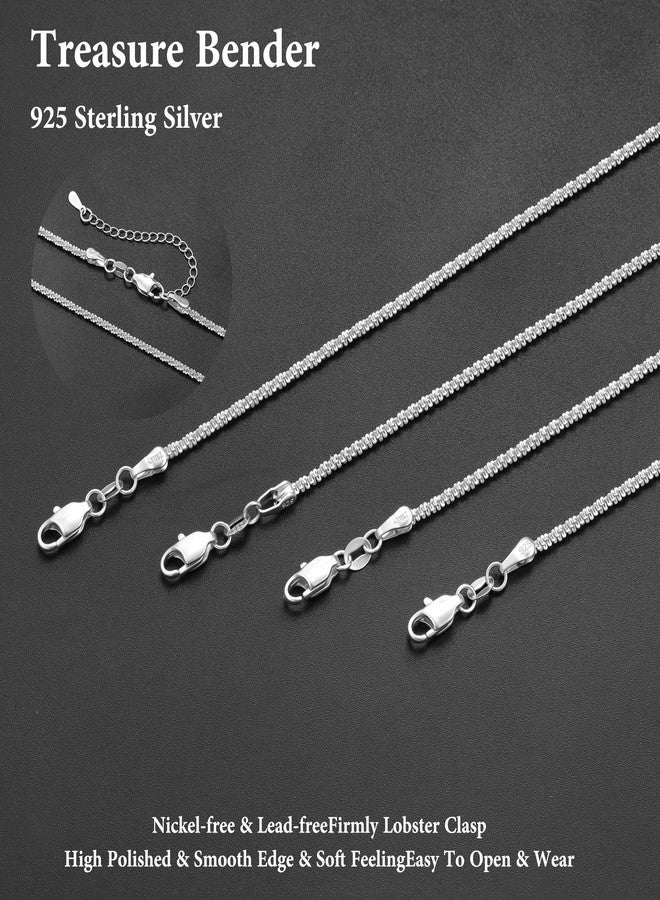 Treasure Bender S925 Sterling Silver Chain Necklace for Women - 0.8mm Sterling Silver Sparkly Chain Necklace Thick Sturdy Colourfast Necklaces Jewelry for Women 18 Inch - Image 4